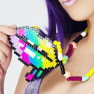 LASR Disko Kiss Lips Rave Kandi Necklace